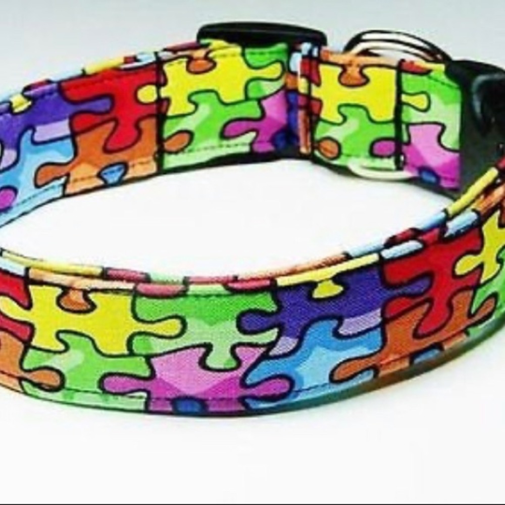 Handmade dog collars Autism awareness